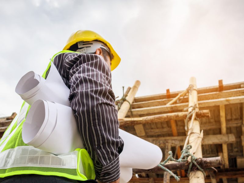 Professional Engineer Worker At The House Building Construction Site